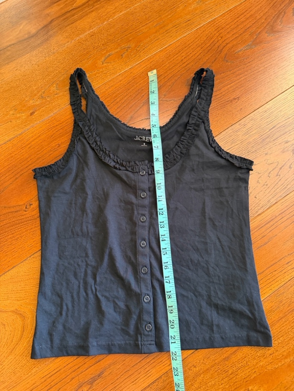 J.Crew Broken In Jersey Button Front Tank Top With Ruffle Trim - Picture 4 of 7